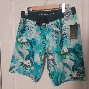 Boardshorts Men’s Turquoise Floral Swim Trunks